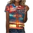 thumbnail image 2 of Weiqiqre Tshirts Shirts for Women American Flag Shirt for Women Firework Fourth of July T Shirt Patriotic Graphic Tee USA Flag Short Sleeve Tops, 2 of 5