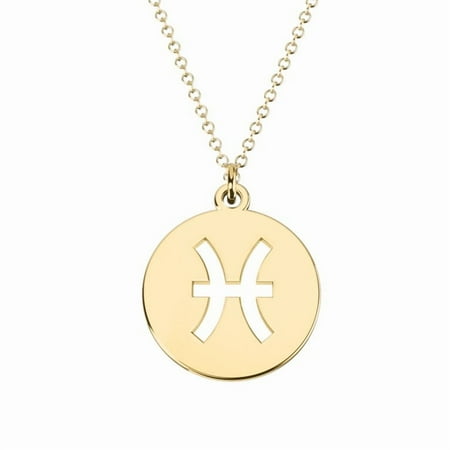 Devika Fine Jewelry Pisces Zodiac Pendant Necklace 14k Yellow Gold Plated Sterling silver Astrology Horoscope jewelry gift for unisex