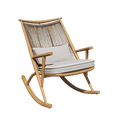 thumbnail image 4 of Tcbosik Rocking Chair Outdoor, Rattan Lounge Chair with Cushion and Metal Frame, Gilder Rocker with Woven Backrest for Balcony, Garden, Lawn, Deck, Maple, 4 of 9