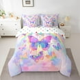 thumbnail image 2 of Castle Fairy Gradient Butterflies Twin Bedding Sets 7-Piece for Kids Children,Kawaii Ombre Rainbow Bedding Comforter Set Microfiber,Dreamy Princess Breathable Sheet Sets,Lightweight Room Decor, 2 of 8