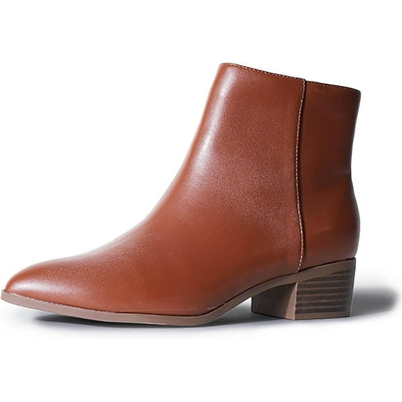 J. Adams Women's Viper Ankle Boots - Short Chunky Low-Heel Pointed-Toe Block Booties, Comfortable and Stylish for Everyday Wear