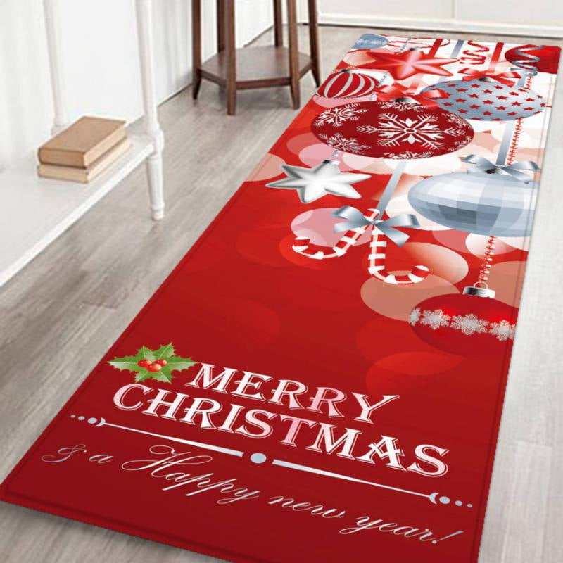 Christmas Mats and Rugs Flannel Fabric Non Slip Rubber Backing