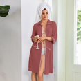thumbnail image 5 of Robes for Women Zipper Lightweight Soft Summer Housecoats for Women Zipper Front 3/4 Length Sleeve Knee Length Plus Size Pajama Sleepwear with Pockets Vermilion M, 5 of 6