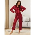 thumbnail image 5 of Womens Silk Pajama Sets Long Sleeve Satin Pajamas Set for Women Classic Button Down Silk Pajamas Women Satin Sleepwear Set Womens Soft Loungewear Set with Long Pants, S-XL (Red), 5 of 12