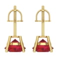 thumbnail image 4 of 4 Ct Round Cut Studs Red Ruby 18K Yellow Solid Solid Gold Everyday Dainty Earrings Screw Back, 4 of 7