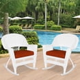 thumbnail image 2 of Jeco Rocker Wicker Chair in White with Red Cushion (Set of 2), 2 of 9