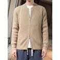 thumbnail image 5 of Men's Zip Up Cardigan Sweater Slim Fit Casual Full Zipper Sweaters Khaki XXL, 5 of 7