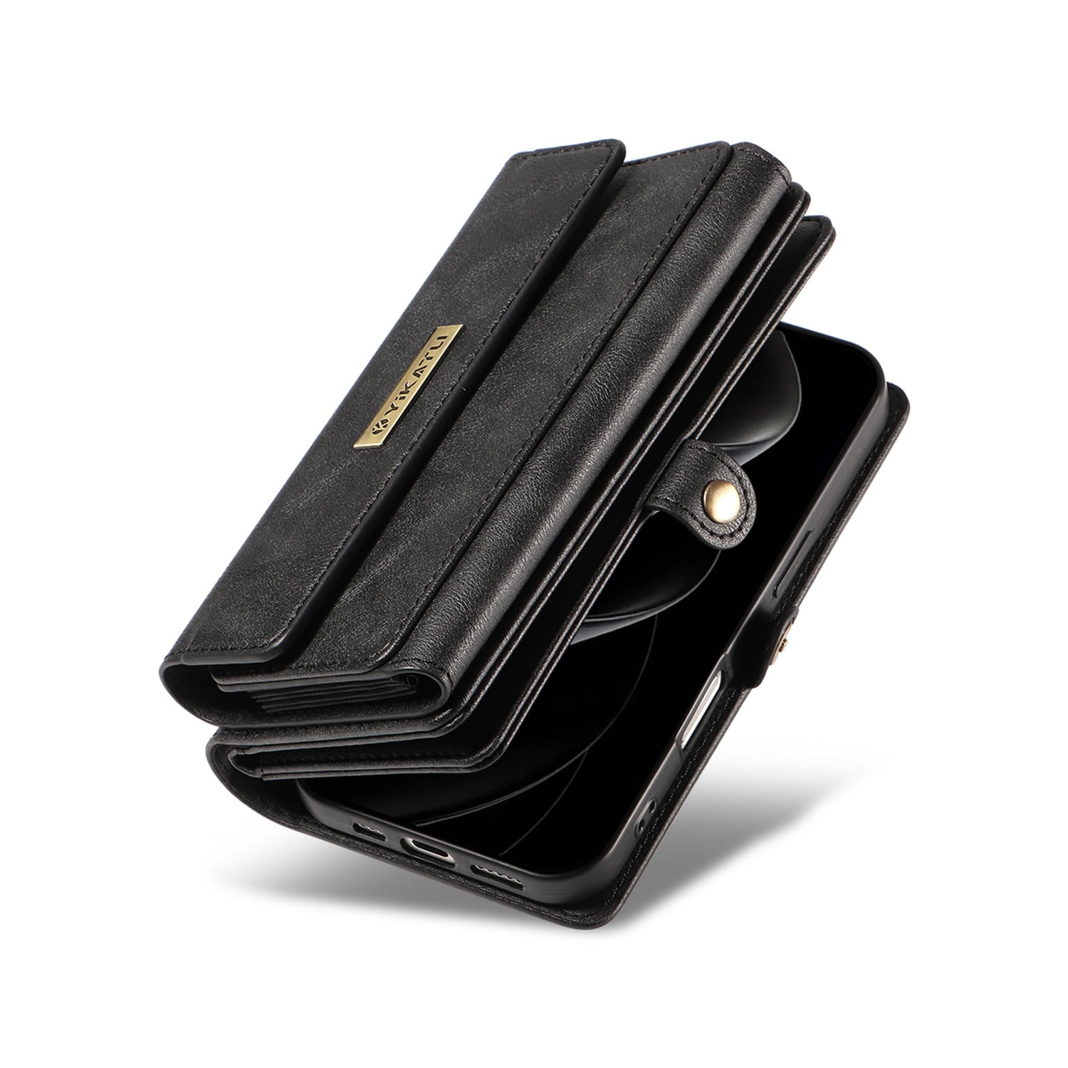 Dteck for iPhone 17 Pro Max Case Wallet with RFID Blocking Card Holder for WomenMen, PU Leather Magnetic Snap Flip Zipper Strap Crossbody Wallet Phone Case for iPhone 17 Pro Max 6.9",Black