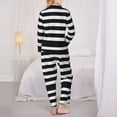 thumbnail image 6 of Wukai Black And White Stripes Print Women's Pajama Set - Soft Long Sleeve Sleepwear for Comfort and Style-Large, 6 of 9