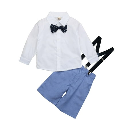 - USA 2Pcs Toddler Baby Boy Tops Overalls Jean Pants Outfits Clothes Set Gentleman
