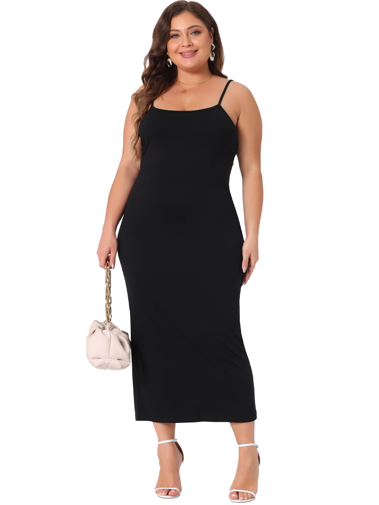 DARING DIVA Plus Size Cami Sleeveless Spaghetti Strap Maxi Long Dress 4X Black