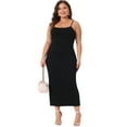 thumbnail image 3 of DARING DIVA Plus Size Cami Sleeveless Spaghetti Strap Maxi Long Dress 1X Black, 3 of 6