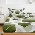 thumbnail image 6 of Full Size Fitted Sheet Set - Sage Green Marble 3 Piece Bedding Sets 16" Deep Pocket Fitted Sheet with 2 Pillowcases Gold White Geometric Hexagon Modern Brushed Microfiber Hotel Luxury Bed Sheets, 6 of 9