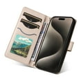 thumbnail image 6 of Crossbody Wallet Case for iPhone 8 Plus / iPhone 7 Plus, Credit Card Slots Elegant PU Leather Magnetic Closure Shoulder Strap Purse Phone Case Flip Stand Full Protection Cover, Beige, 6 of 9