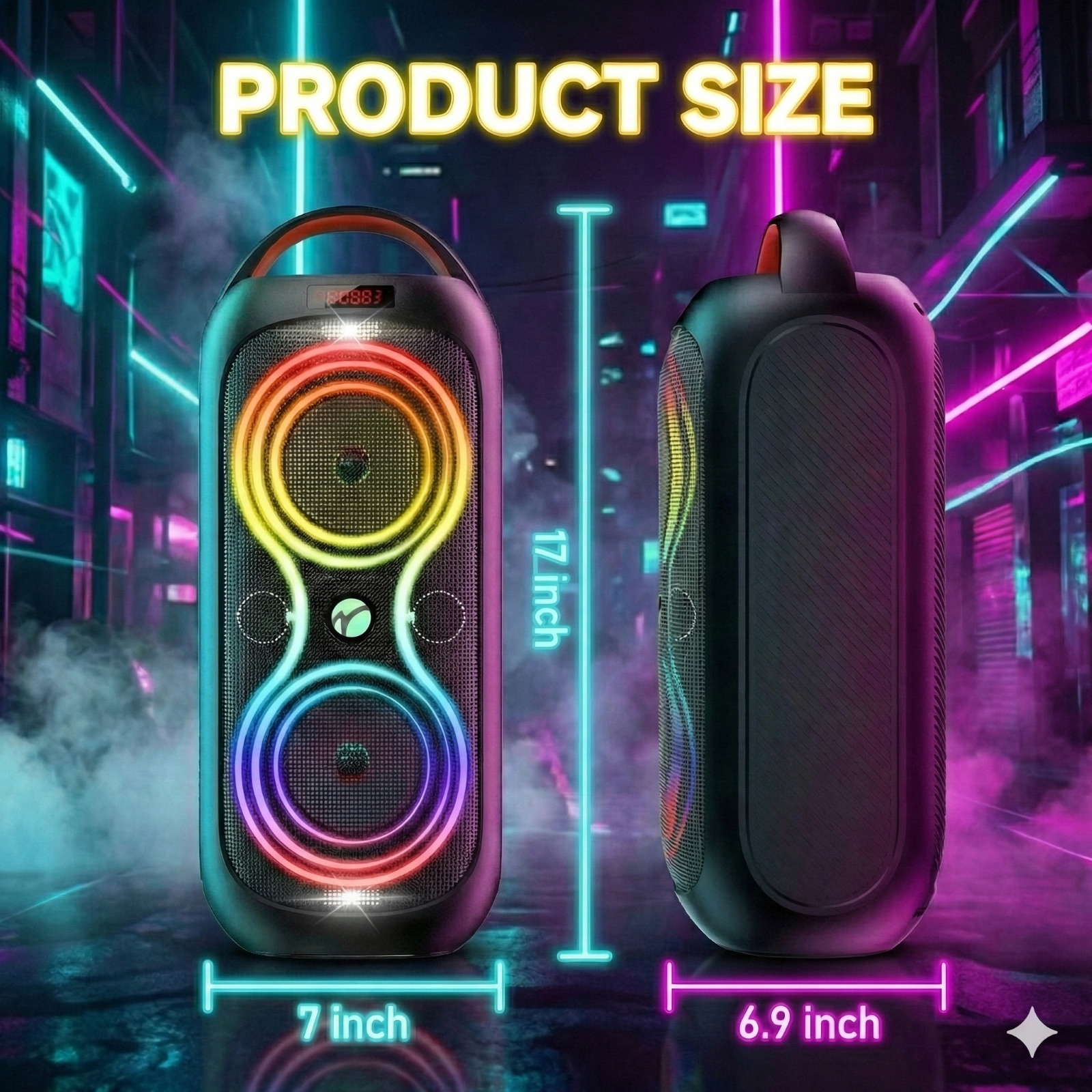 ABigDay Large Bluetooth Speaker 60W Peak, 85dB Big Party Speaker with Portable Handle, FM Radio, LED Light, TWS, Lightweight Wireless loud Speaker for Outdoor Patio