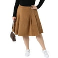 thumbnail image 4 of Agnes Orinda Women's Plus Size Faux Suede Skirt Elastic High Waist A Line Midi Skirts with Pockets 1X Brown, 4 of 6