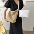 thumbnail image 4 of Bolso de paja de verano para mujer, Bolso tejido, Bolso de mano de malla, Bolso de hombro Vintage (blanco), 4 of 6
