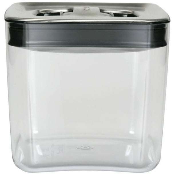 Click Clack Cube Food Storage Container with Stainless Steel Lid, 2 Quart