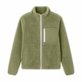 thumbnail image 6 of AGWOLF Fuzzy Fleece Jackets for Women Long Sleeve Warm Teddy Coats Faux Shearling Shaggy Full Zip Jacket with Zipper Pockets Army Green XL, 6 of 9