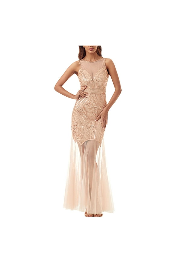 Women's Two-Tone Evening Gown-Sleeveless-Floor-Length-Polyester-for Gala/Wedding-Unique Two-Tone