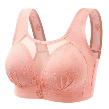 

Spdoo Plus Size Women Bandeau Bra Ultrathin Bras Floral Bras Wirefree Bralette Orange 40