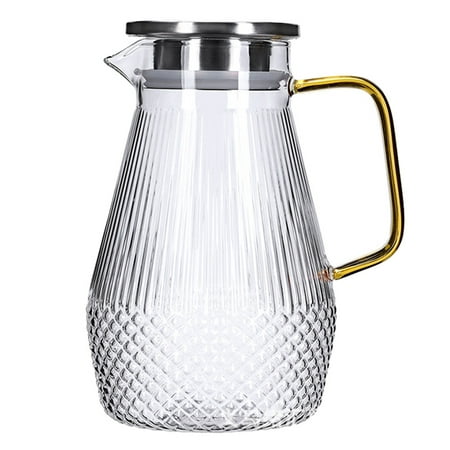 

1Pc 1500ml Glass Cold Water Pitcher Juice Pitcher Storage Jug (Assorted Color)