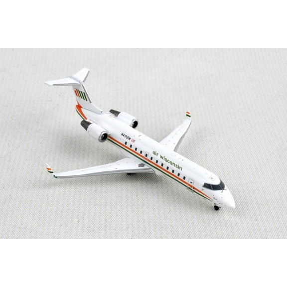 Bombardier CRJ200 Commercial Aircraft "Air Wisconsin" White w/Orange & Green Stripes 1/400 Diecast Model Airplane by GeminiJets