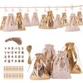 thumbnail image 1 of Bolsa de calendario de adviento de navidad, bolso de lino con cordón para colgar en la pared, con Clips, letrero de madera, cuenta regresiva de navidad, 24 unidades, 2022, 1 of 4
