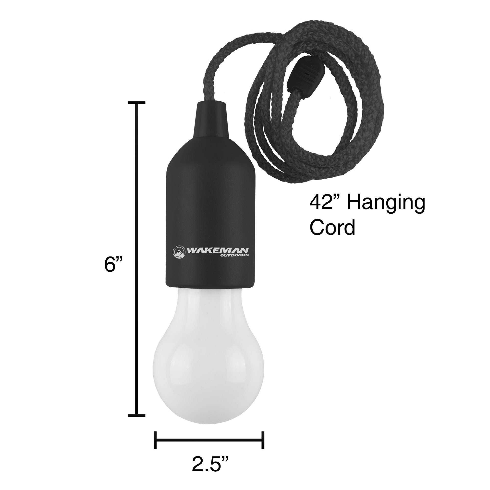 Pull Cord Light- Portable LED Outdoor/Indoor Hanging Bulb Lantern for Camping, Home Garage, Patio, and Tent Lighting by Wakeman Outdoors