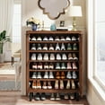 thumbnail image 5 of Tribesigns 6-Tier Shoe Cabinet with Louvered Doors, Large Wooden Shoe Storage Cabinet with Adjustable Shelves for Entryway, Hallway, Walnut, 5 of 7