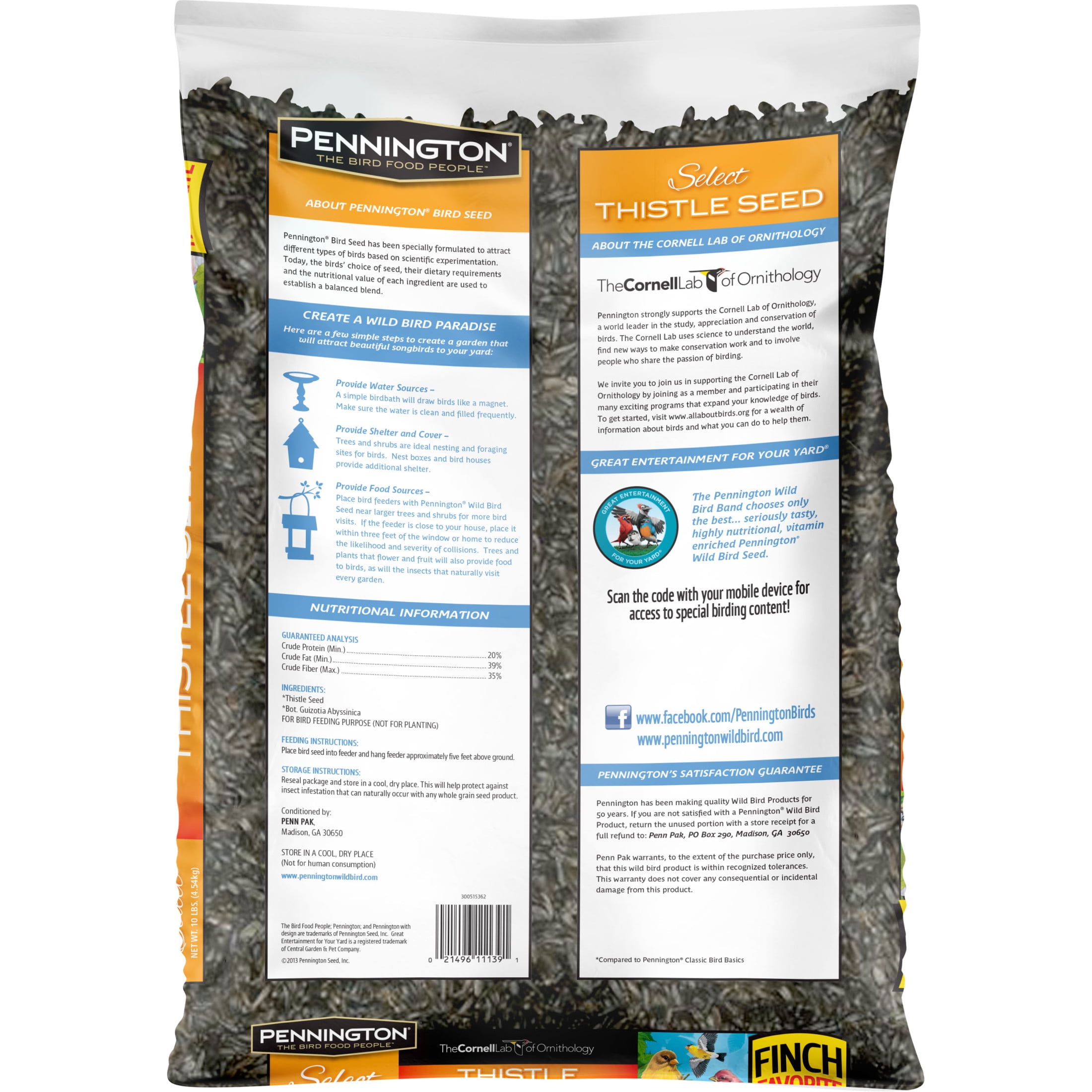 Pennington Select Thistle Seed, Dry Wild Bird Feed and Seed, 10 lb. Bag, 1 Pack