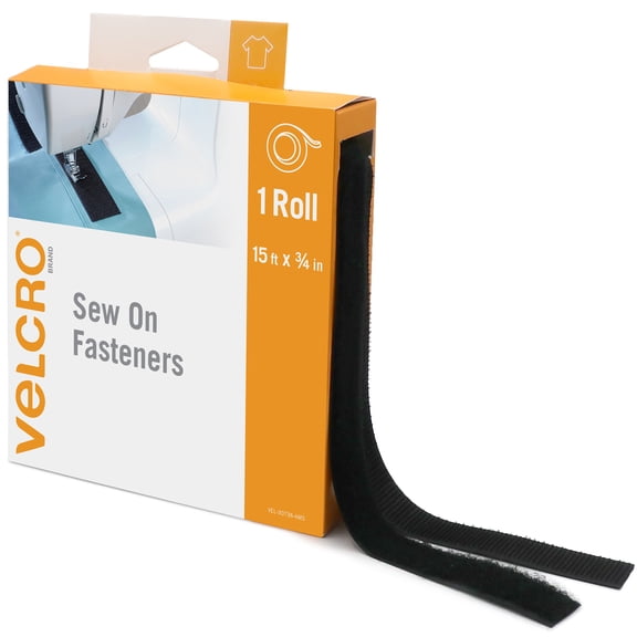 VELCRO(R) Brand Sew On Roll 15'X.75" -Black