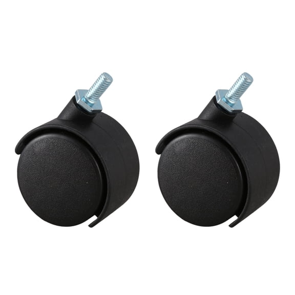 2X 6mm Threaded Stem 40mm Dual Wheel Rotatable Caster Black