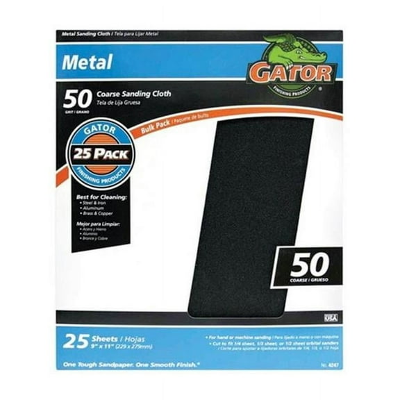 Gatorgrit 4247 50 Grit Emery Cloth Sanding Sheets- pack of 25