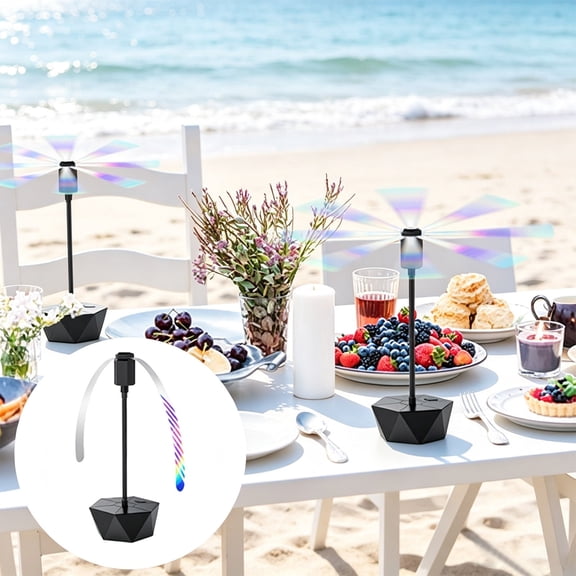 Clearance Fly Bye Fan, 2026 New Fly Fans for Tables Usb Rechargeable, Portable Fly Fan with Soft Blade, Electric Fly Repellent Fan Keep Flys Away from Your Food, for Outdoor Indoors Picnics