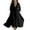 Black, variant on VBTAPA Cotton Linen Dresses for Women 2025 Trendy V Neck Front Tie Maxi Dress Elegant 3/4 Sleeve Long Sundress Flowy Beach Vacation Dresses Black L