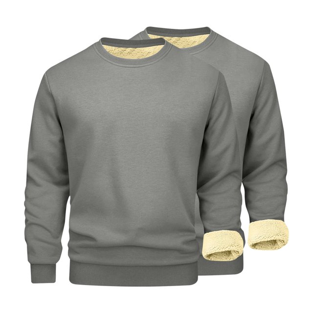 Styesk Chemises pour Hommes Mode Décontractée Chaleur Couleur Unie Manches Longues Col Rond