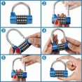 thumbnail image 5 of Candado con código de 5 dígitos azul (juego de 2) - 6,5 x 2,5 cm - Reiniciable para interior y exterior y resistente al agua - Candado para gimnasios, trabajo y escuela, puertas, vallas y, 5 of 5