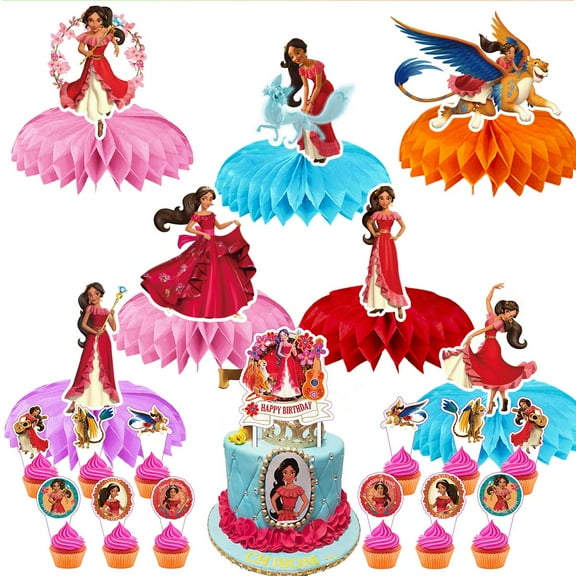 Elena of Avalor Party Decor Supplies Honeycomb Centerpieces Table Toppers Cake Toppers Decorations for Birthday