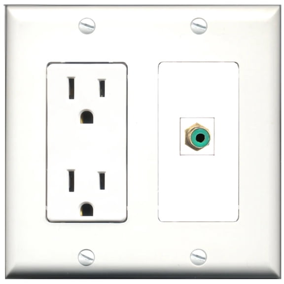 Ultra Spec Cables 15 Amp Power Outlet 1 Port RCA Green Wall Plate