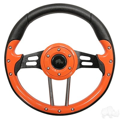 Golf Cart Steering Wheel- Aviator Orange & Black- 13