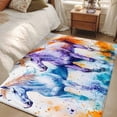 thumbnail image 4 of Blue Purple Horse Print Area Rug 4x6 FT, Non Slip Kids Room Carpet, Abstract Watercolor Animals Washable Soft Floor Carpet Non-Shedding Throw Rug for Dorm Kitchen Study Room Home Office Bedside, 4 of 9