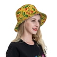 thumbnail image 4 of Yiaed Colorful Vegetables Print Reflective Stripe Bucket Hat Unisex Funny Outdoor Fisherman Cap Beach Sun Hat, 4 of 5