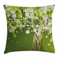 thumbnail image 1 of Floral Throw Pillow Cushion Cover, Tree with Blossoming Flourishing Petals Florets Spring Elegance Print, Decorative Square Accent Pillow Case, 24 X 24 Inches, Fern Green Light Pink, by Ambesonne, 1 of 2