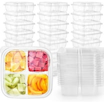 50 Pack Clear Bento Snack Containers, 4 Compartment Food Storage Containers, Reusable Meal Prep Containers, Plastic Divided Bento Boxes with Lids for Lunch, Work, Travel