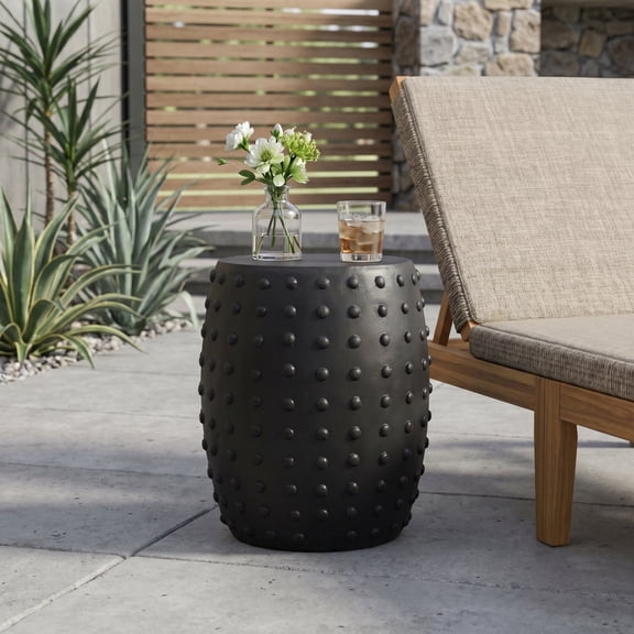Gearwell Outdoor Side Table, Lightweight Concrete Patio End Table and Accent Table for Garden Porch Poolside Deck Backyard Seating Area, Outdoor Furniture