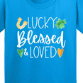 thumbnail image 4 of Inktastic Lucky Blessed and Loved Horseshoe Clover Hearts Youth T-Shirt, 4 of 5