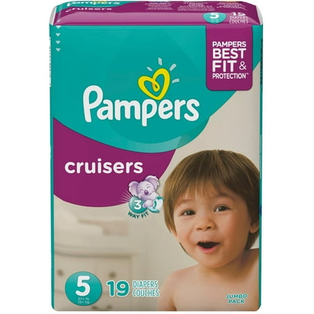 Pampers Cruisers Diapers, Size 5 Jumbo Pack 19 ea (Pack of 4)