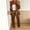 Brown plus size blazer set a1, variant on Women Plus Size 2 Piece Blazer Set Open Front Long Sleeve Wide Leg Pants Casual Business Lounge Outfits Solid Matching Travel Tracksuits Elegant Work Clothes, Black 2XL