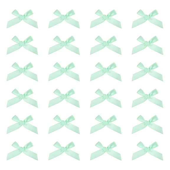 24 Pcs Mini Ribbon Bow 1.8 Inch for Craft DIY Cake Sewing Wedding Birthday Party Wrapping, Light Green